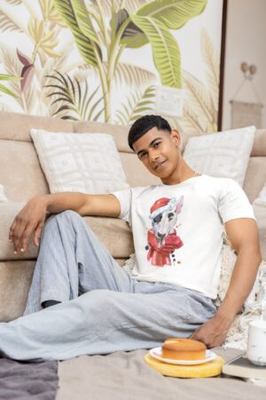 Christmas Dog Art Graphic T-Shirt for Men