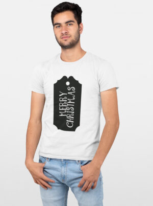 Cotton White Merry Christmas Men Graphic T-Shirt.