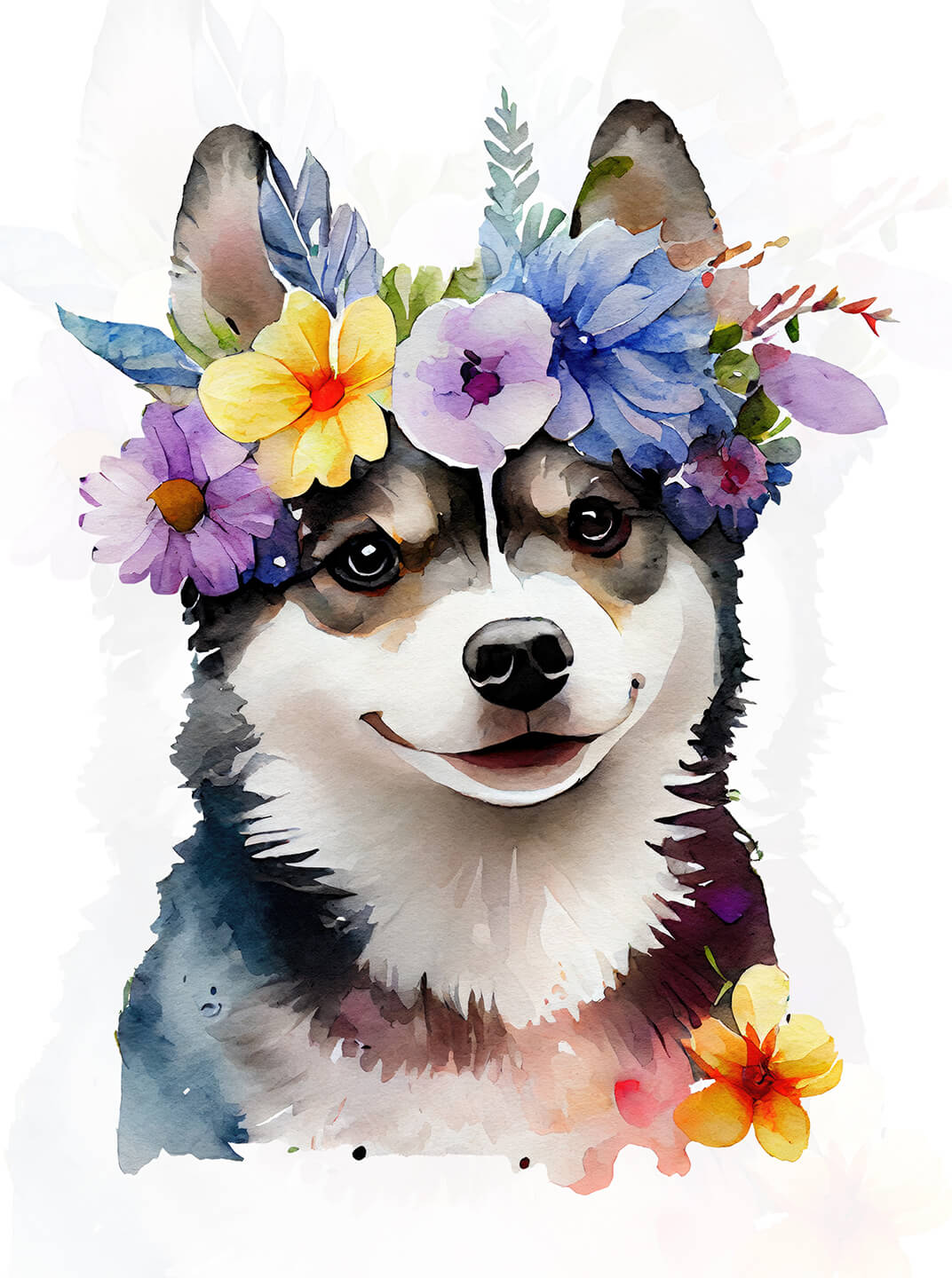 Dog Lover T Shirt with Floral Husky Design – Premium Cotton Tee - FlyyDok Dog Lover T Shirt with Floral Husky Design – Premium Cotton Tee - Image 4