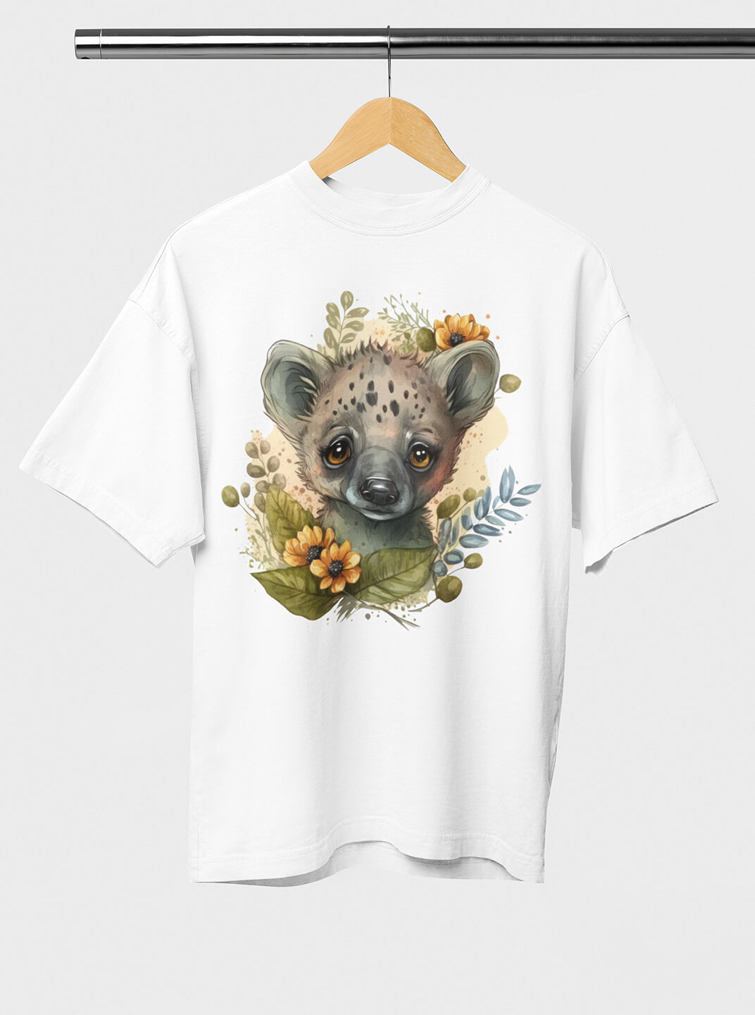 Oversize White Graphic Verse Hyena T-Shirt for Men – Artistic Wildlife Print - FlyyDok Oversize White Graphic Verse Hyena T-Shirt for Men – Artistic Wildlife Print - Image 2